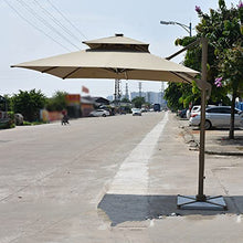 LOERSS Double Top Roating Outdoor Offset Umbrella,Offset Hanging Umbrella,9.8FT Square Cantilever Patio Umbrella,Heavy Duty Sun Umbrella,Outdoor Cantilever Umbrella(3m/9.8ft,卡其色)