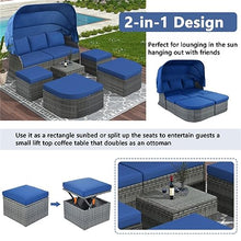 ZSLKDL Outdoor Patio Furniture Set Daybed Sunbed W/Retractable Canopy Conversation Set Wicker Furniture Sofa Set