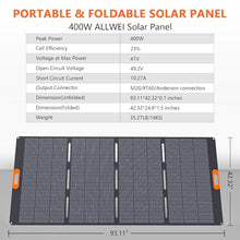 400W Foldable Portable Solar Panel for ALLWEI 1200W 2400W Power Station Solar Generator, IP67 Waterproof, with Adjustable Kickstand for RVs Camping Home and Blackouts
