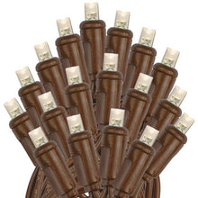 Novelty Lights 12-Pack, 34 Feet 100 Light Brown Wire LED Christmas Lights Outdoor, Commercial Grade, Warm White, 5mm Bulbs, UL Listed, Connectable up to 714 Feet