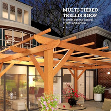 Outsunny 10' x 13' Outdoor Pergola Wood Gazebo Stable Structure Dark Brown