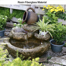 Outdoor Solar Water Fountain, Waterfall Fountains with LED Lights, Garden Cascading Rock Feature, Large Water Feature for Backyard, Patio, Deck, Porch