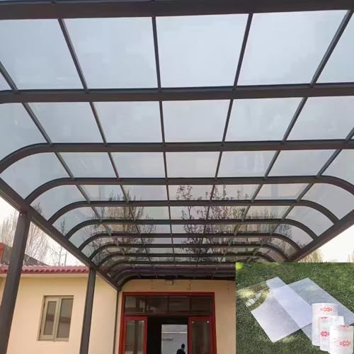 ZRUTIMI 1/2/3mm Thick Polycarbonate Greenhouse Board, Waterproof, Sun-Proof, UV-Resistant, All-Weather Transparent roof Board Greenhouse Replacement Board(3mm,1.8x20m/6x65.6ft)