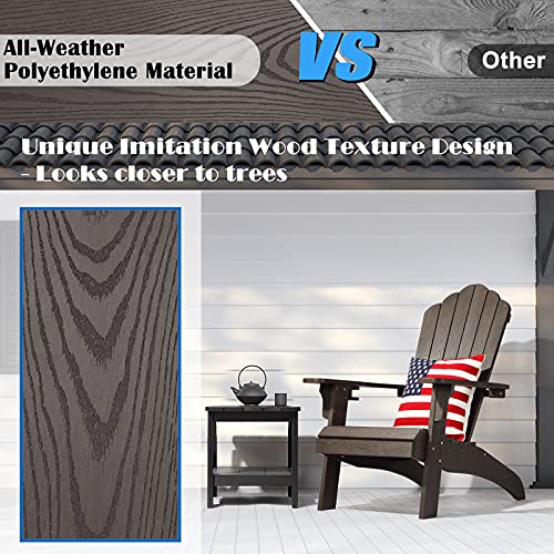 hOmeHua Oversized Adirondack Chair Set of 4 Weather Resistant with Cup Holder Dark Brown