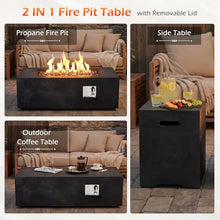 42" Outdoor Propane Fire Pit Table Rectangle Gas Fire Pit with Tank Holder