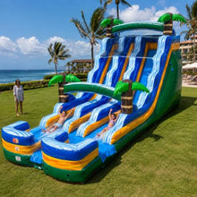 TentandTable 18FT Commercial Inflatable Double Water Slide, Tropical Green