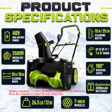 pedenencelia Cordless Snow Blower, 25-Ft Throw, LED 4batteries