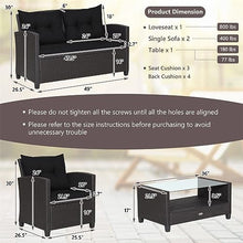 8 PCS Patio Rattan Furniture Set Glass Table Shelf Sofa Cushion Black