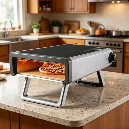 Portable Propane Gas Pizza Oven, 12 Inch with Foldable Legs, Accessory Kit