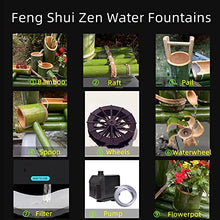 GenSDH Bamboo Fountain with Water Wheel, Water Fountain Garden Decor, Multiple Water Flow Direction Water Circulation System, for Pond Rockery Stone Trough, 90Cm,100cm