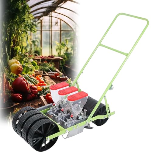 Adjustable Manual Vegetable Planter Seeder, Hand-Push Garden Tool for Sweet Corn, Radishes, Carrots - Customizable Row & Plant Spacing(Line 3)