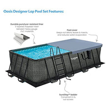 Funsicle Oasis Designer Rectangular Above Ground Pool with Accessories Dark Herringbone Gray