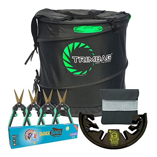 Trimbag Complete Trimming Kit with a DeBudder Bucket Lid, a Daily Funk Fighter Bag, 25 Pack of Turkey Bags. and 4 Grow1 Titanium Trimming Scissors