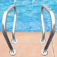 Pool Handrail 304 Stainless Steel Swimming Pool Handrail, Pool Hand Rail for Inground Pools and Spa, 3-Bend Pool Stair Railing, Silver