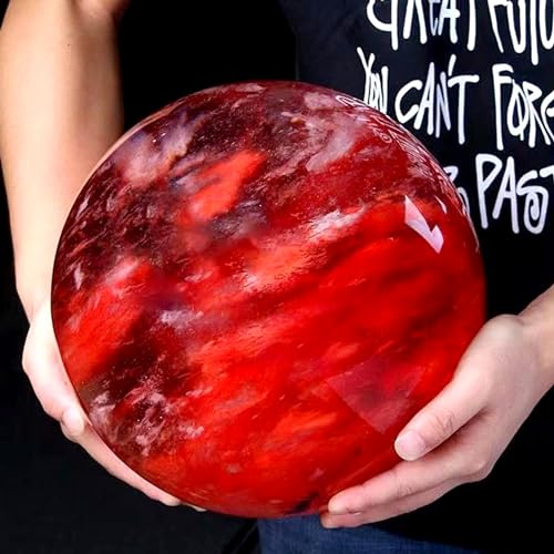 MPUTTCOXN Melting/Natural Multicolor Crystal Quartz Ball with Stand for Healing/Divination/Chakra Balance/Yoga/Home/Office FengShui Decoration (Re-constituted Red Crystal Ball, Diameter 20cm)