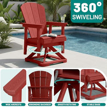 PLUUV Adirondack Swivel Glider Chair, 360° Swivel & Smooth Glide, Red