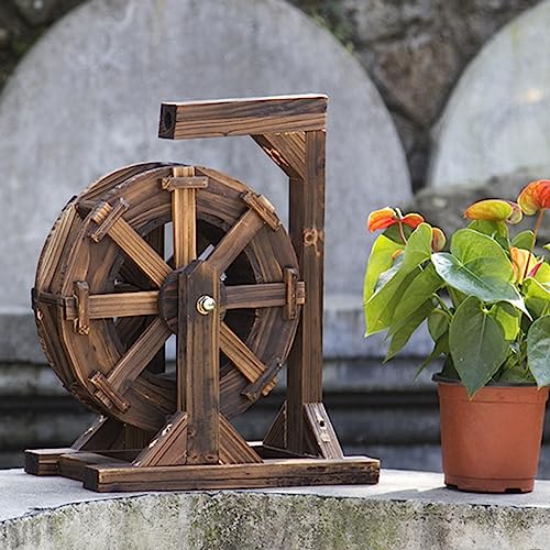 Water Wheel Fountain Garden Water Fountain,Garden Decoration Water Feature,Outdoor Wheels Fountain,Vintage Rustic Ornamental Pond,Decorative Outdoor Indoor Balcony for Garden,Patio Backyard, Porch (S