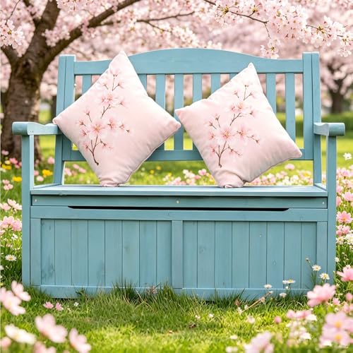 Jidanmian Deck Box Storage Bench, Patio Furniture, Solid Wood, Waterproof, with Armrest, 2-Person Outdoor Bench for Garden, Porch, Poolside for Porch, Backyard and Park(C)