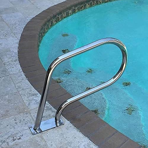 Pool Handrail, 32" x 22.5" Swimming Pool Stair Rail, 304 Stainless Steel 250LBS Load Capacity Silver Rustproof Pool Handrail for Indoor and Outdoor Swimming Pools (1PCS)