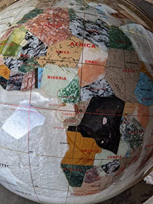 Unique Art Since 1996 Pearl Swirl Gemstone World Globe with Gold Stand Pearl White