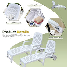 Preferspace Plastic Chaise Lounge Chair Recliner, Outdoor Furniture for Patio, Poolside w/Wheels, Adjustable Backrest, Sunbathing Recliner Set of 2