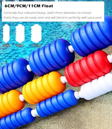 Pool Lane Divider Ropes 3 16 35 59 88 ' 98 FT, Indoor Swimming Pools Safety Floats Dividing Rope Cylindrical Floating Kit 6cm/ 9/ 11 CM Wide Buoy Lines with Hooks, Bright ( Color : Width 11Cm (4.3inch