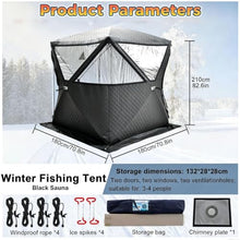 VUNHEX Portable Outdoor Sauna Tent for 3-5 People, Home Backyard Sauna Spa Tent with Smoke Vent, 3-Layer Thermal 210d Oxford Fabric Insulated Sweat Sauna Room for Outdoor Camping & Snow Fish-Ing(C)