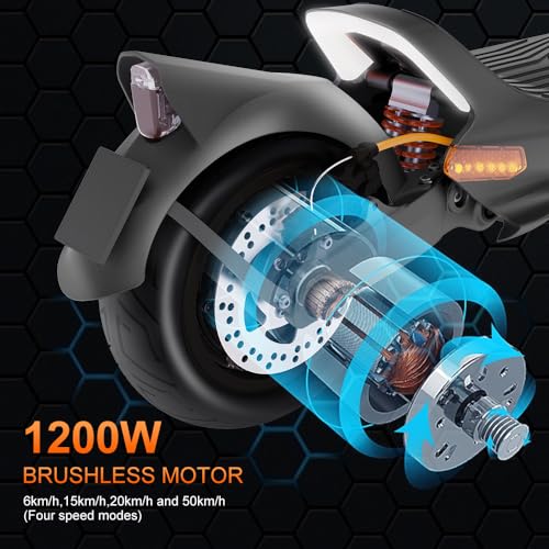 CUNFON Electric Scooter 1200W Motor 50 Miles Range 31 mph Speed Grey