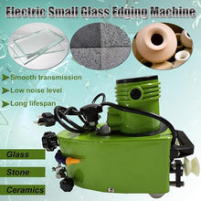 SAIYERUS Portable Small Glass Edger w/8 Diamond Wheels, Electric Glass Edging Machine, DIY Diamond Glass Art Corner Grinding Edging Machine, Polish Edge Machine for Plane, Curve, Rounded Corner