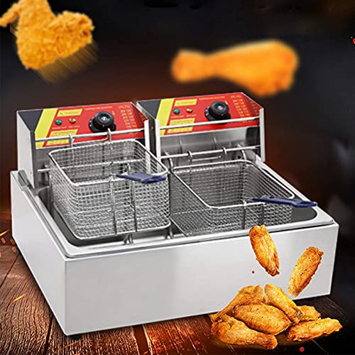 SDdPulse 5000W Commercial Electric Fryer 12L Kitchen Stainless Steel Fryer Machine with Temperature Control and Basket for French Fries Fish Restaurant Home Kitchen