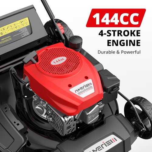AMERISUN 21" Gas Lawn Mower,144cc Engine,2-in-1 Mulching & Side Discharge