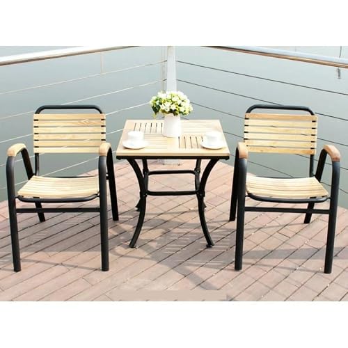 Balcony Table and Chair Set Outdoor Solid Wood Garden Furniture Sets Modern Patio Balcony Wrought Iron Outdoor Furniture Sets Cafe Leisure Table and Chairs Bistro Table Set ( Color : D 2 chairs 1 tabl