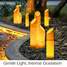 Smilkat Solar Bamboo Lights Outdoor, Waterproof Resin Lamps with Natural Design, Powered Landscape Lighting for Yard and Pathway (Wired,3-Pack Yellow)