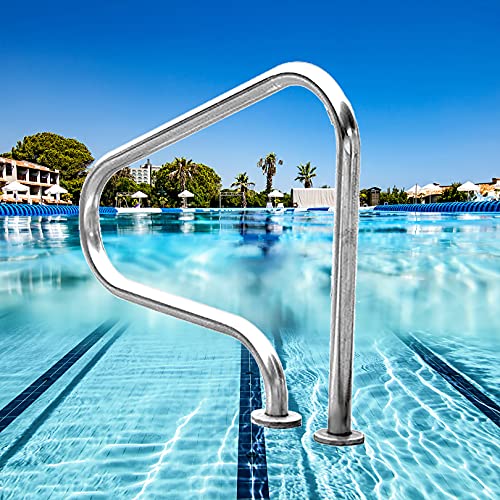 Pool Railing 304 Stainless Steel, Swimming Pool Handrail with Blue Grip Cover, for Commercial Spaces and Private Swimming Pools ()