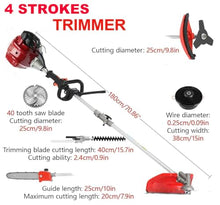 4‑Stroke GX35 Gas Powered Multi‑Functional Brush Cutter, Weed Eater Lawn Mower with 8 Replaceable Cutting Heads, Hedge Trimmer, Chainsaw Attachment, rototiller for Yard Garden Land Clearing