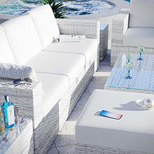 America Luxury - Outdoor Lounge Sectional Sofa Chair Set Rattan Wicker Grey White