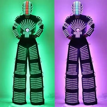 Gracecolorlife LED Robot Suit Costume with High Heel Stilts & Helmet XL Black