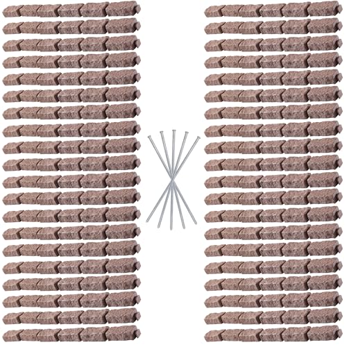 Beuta Landscape Edging | Garden Edging Border | Polyrock Bricks for Lawn edging, Flower beds, Pathways & Yard Edging– 40 Packs | Each Section Has 6 Bricks 48"L x 4"W x 2.25"H |120 Spikes|Cobblestone