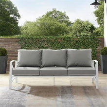 Afuera Living Transitional Outdoor Metal Sofa, Gray Finish, Weather-Resistant Steel with Solution-Dyed Polyester Cushions, Removable Covers, Seats 3, 79 in Wide for Patio or Garden Lounge Use