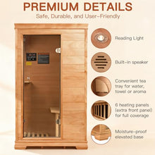 INFRADELUX 1 Person Far Infrared Home Sauna, Low EMF Indoor Personal Sauna Box with 6 Carbon Panels, 960W/120V, Built-in Speaker System, Digital Controls & Tea Tray, Indoor Wellness Relaxation