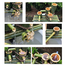 ERoomQ Bamboo Fountain Decor,Garden Water Feature Water Spout with Water Pump,Bamboo Spoon,Water Wheel,Small Bucket,Garden Decoration,Waterfall(35cm)