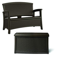 Suncast Resin Wicker Loveseat w/Storage & Resin Wicker Coffee Table w/Storage