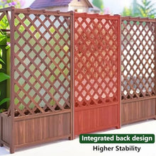 Vertical Diamond Lattice Flower Trellis with Planter Bed, Heavy Duty Hanging Basket Plant Stand, Extra Thick Solid Wood Slat Construction,Suitable for Gardens(35.4x14.6x70.9in,With Top)