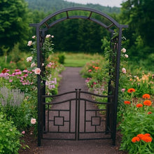 Oakland Living Black Aluminum Garden Arbor Arch with Gate