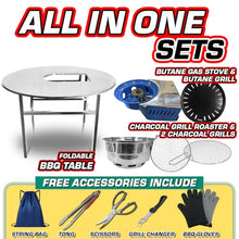 43.5" X 30" Korean BBQ Grill Foldable Outdoor Large Table All-In-One Set (Gas + Charcoal)