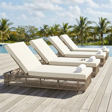 Merax 4-Pieces Outdoor Chaise Lounge Chair Set – Adjustable Woven Rope Sun Lounger with 5-Position Backrest (Frame Only) – Modern Patio Furniture for Pool, Beach & Garden, Beige