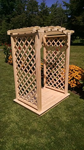 Amish-Made Jamesport Style Pine Arbor with Deck - 4' Wide Walkthrough, Unfinished