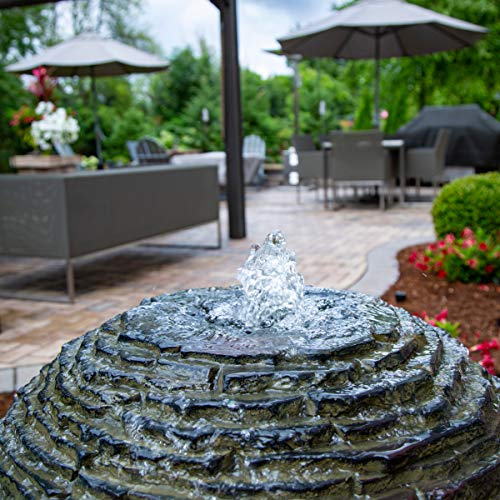 Aquascape Stacked Slate Sphere Water Fountain Medium Slate Gray