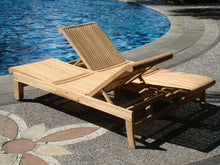 WholesaleTeak Grade-A Teak Multi Position Double Chaise Lounger with Slide Out Tray Teak