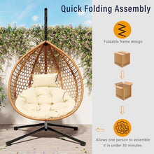 Merax Egg Hanging Chair with Stand, Indoor/Outdoor Swinging Wicker Hammock Chair for Patio, Garden, or Living Room